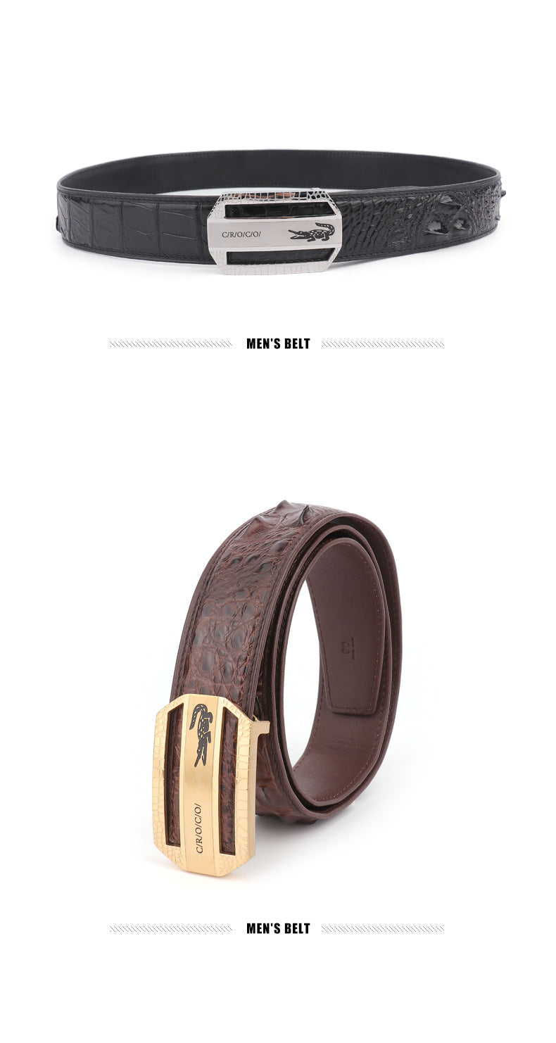 Men's Belt Siamese Crocodile Skin Genuine Leather Unjointed Casual Men's Belt 