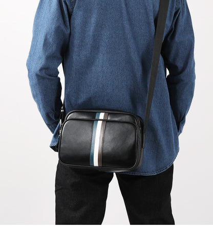 Men's shoulder bag, genuine cowhide leather, business fashion, large capacity, crossbody bag 