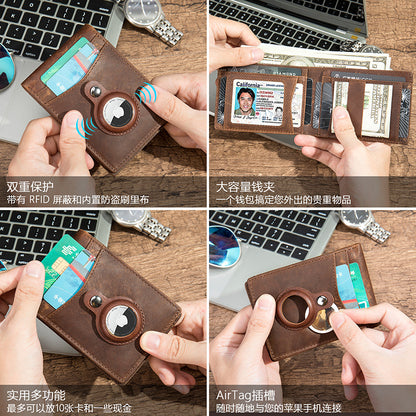 Men's wallet cowhide genuine leather retro business card holder card bag for men 