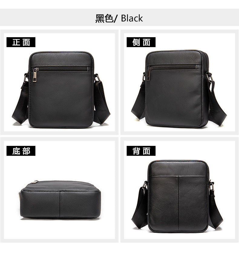 Men's shoulder bag Genuine cowhide leather business commuter lychee pattern crossbody bag for men 