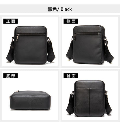 Men's shoulder bag Genuine cowhide leather business commuter lychee pattern crossbody bag for men 