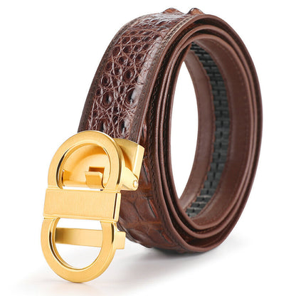 Siamese Crocodile Skin Genuine Leather Men's Belt Automatic Buckle Fashion Casual Business High Quality Men's Belt 