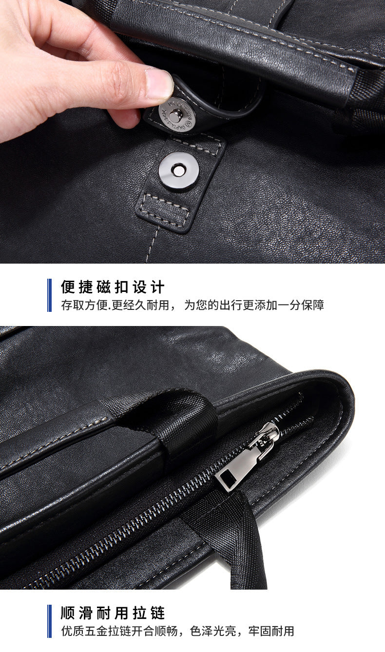 Men's shoulder bag, genuine cowhide leather, multi-functional handbag, business crossbody bag 