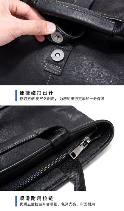 Men's shoulder bag, genuine cowhide leather, multi-functional handbag, business crossbody bag 