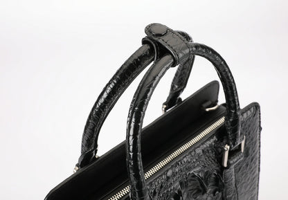 Crocodile Bone Skin Genuine Leather Men's Briefcase Business Commuting Casual Crossbody Shoulder Bag Vertical Handbag 