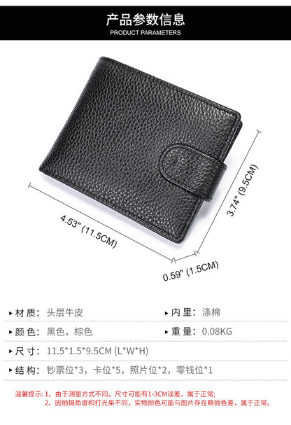Men's Wallet RFID Genuine Cowhide Leather Card Holder Coin Casual Retro Large Capacity Clutch Bag 
