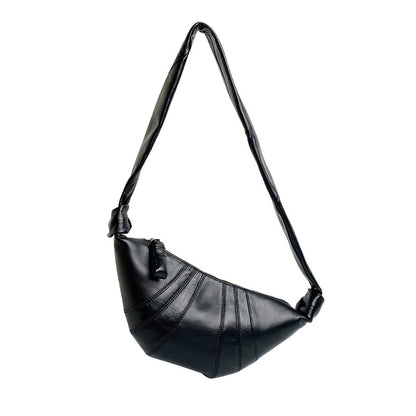 Retro women's cowhide bag Genuine leather stylish shoulder bag Women's croissant crossbody bag