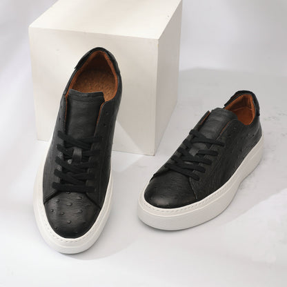 Ostrich Skin Men Shoes Fashion Genuine Leather Sneakers Men's Casual Sports Shoes 