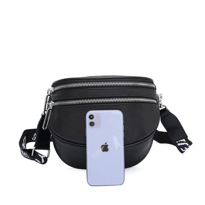 Zipper Fashion Cowhide Shoulder Bag Genuine Leather Women Bags Shoulder Bag Goes With Anything