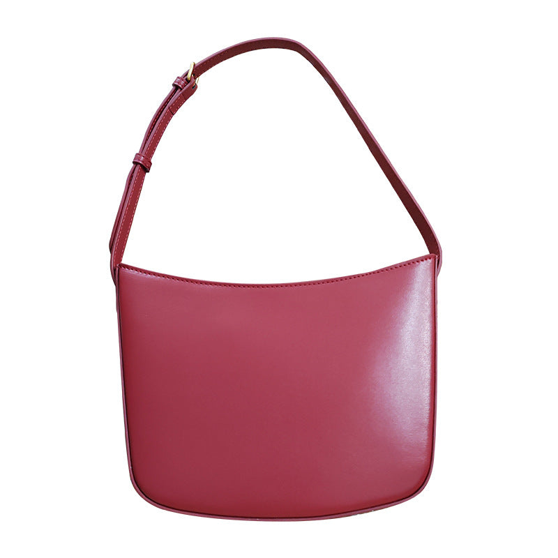 Genuine leather armpit bag Stylish shoulder bag Simple textured women's bag Goes with anything