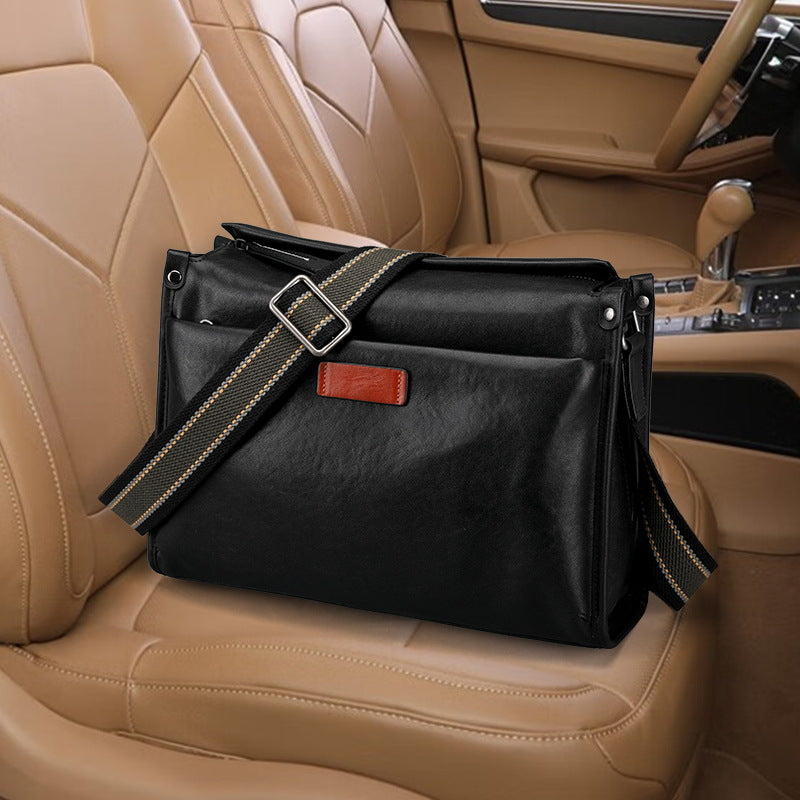 Men's Shoulder Bag Cowhide Genuine Leather Fashion Casual Commuting Crossbody Bag for Men 