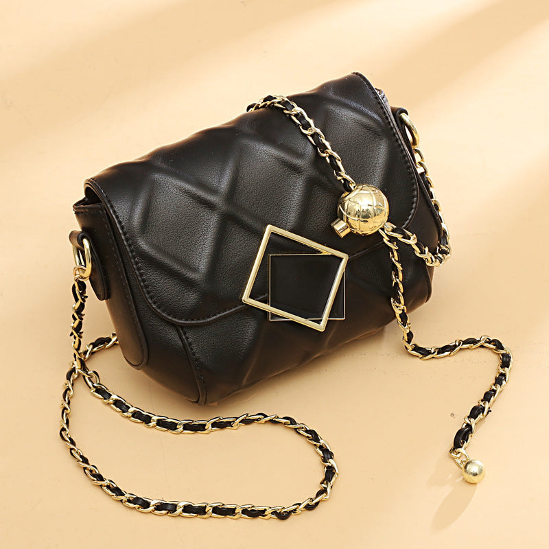Women's genuine leather check chain bag fashion crossbody bag fashion Goes with anything