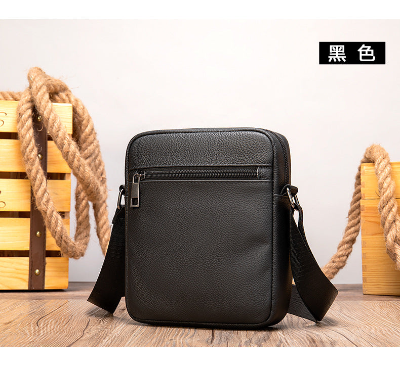 Men's shoulder bag Genuine cowhide leather business commuter lychee pattern crossbody bag for men 