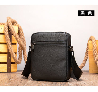Men's shoulder bag Genuine cowhide leather business commuter lychee pattern crossbody bag for men 