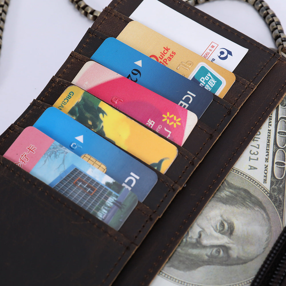 Men's Wallet Cow Leather Fashion Personality Zipper Clutch Bag Men's Card Bag Handbag 