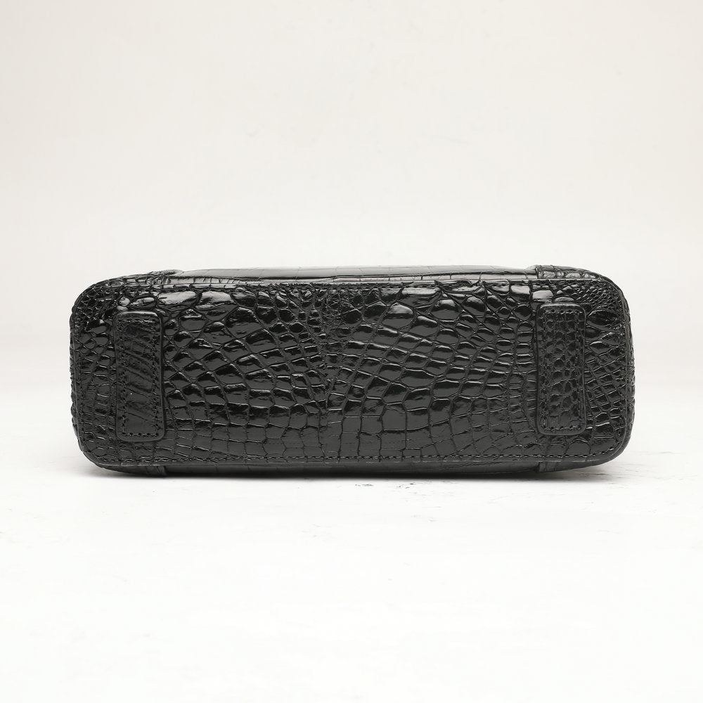 Siamese Crocodile Belly Skin Men's Shoulder Bag Genuine Leather Commuting Business Casual Crossbody Bag with Claws on the Side Edges 