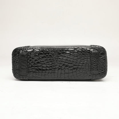 Siamese Crocodile Belly Skin Men's Shoulder Bag Genuine Leather Commuting Business Casual Crossbody Bag with Claws on the Side Edges 