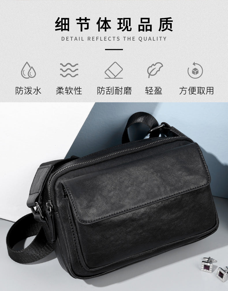 Men's Shoulder Bag Made of Cowhide Genuine Leather High Quality Business Casual Crossbody Bag 