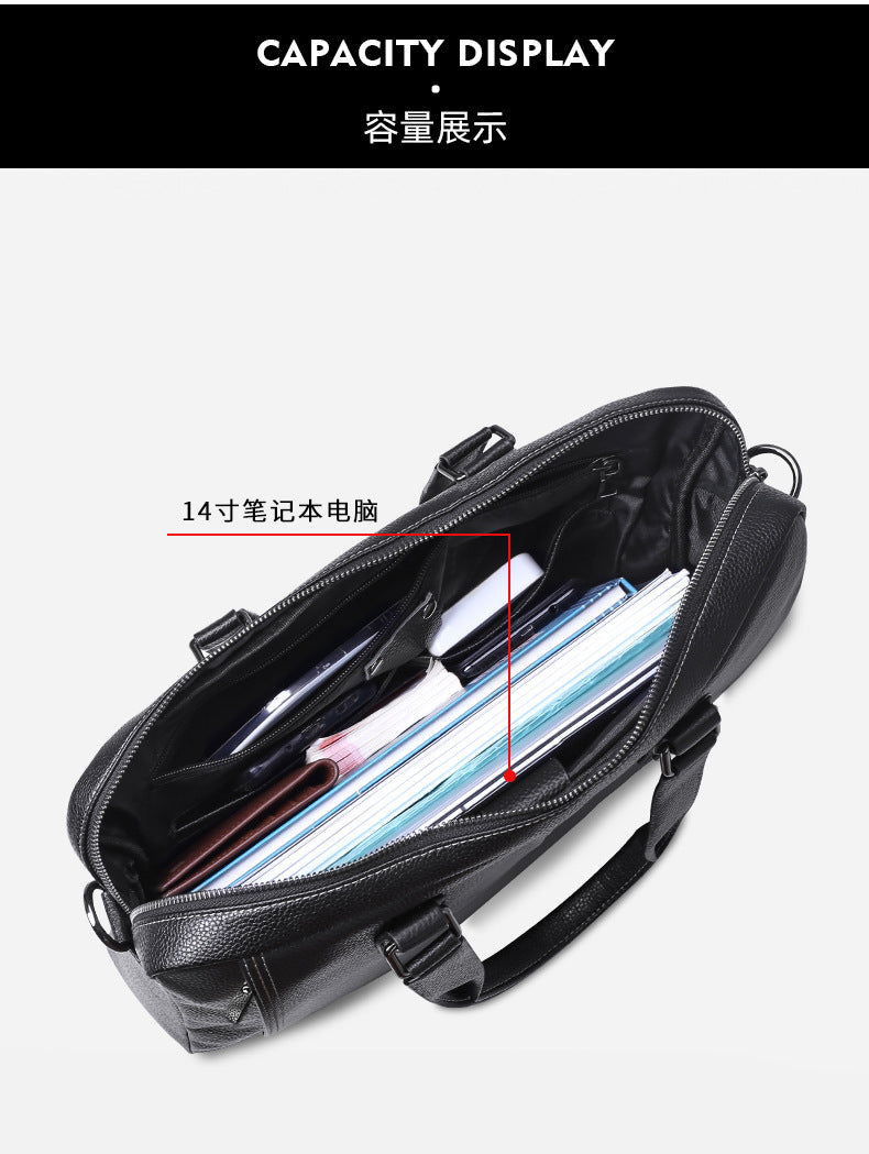 Men's handbag Genuine leather cowhide computer bag Business large capacity briefcase Men's handbag 