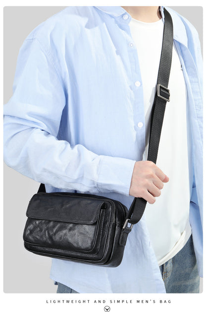 Men's Shoulder Bag Made of Genuine Cowhide Leather Casual Fashion Men's Crossbody Bag 