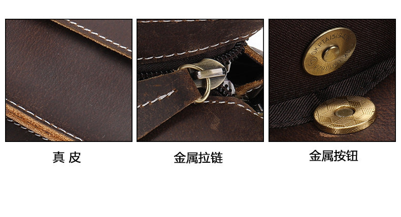 Men's Clutch Bag Cow Leather Crazy Horse Vintage Men's Handbag 