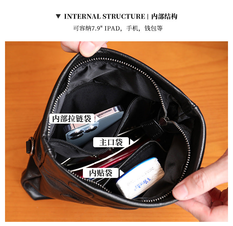 Men's Shoulder Bag Genuine Cowhide Leather Fashion Sports Crossbody Bag for Men 