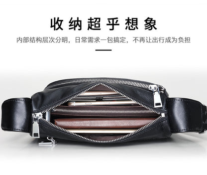 Men's Shoulder Bag Cowhide Genuine Leather Korean Fashion Casual Crossbody Bag 