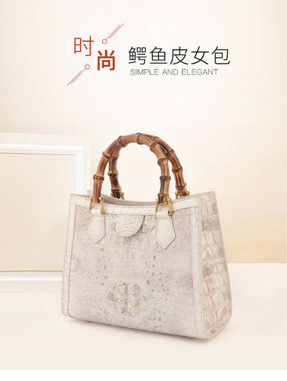 Women's Handbag Bamboo Bush Bag Casual Commuter Tote Bag Crossbody Bag Crocodile Skin Goes With Anything