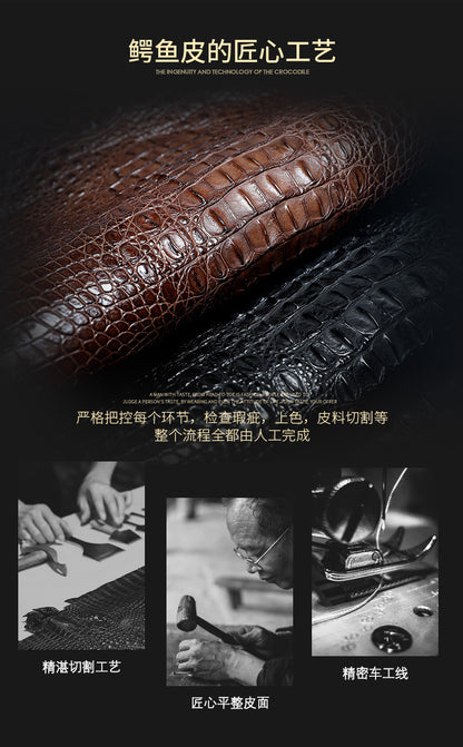 Crocodile bone skin bust bag genuine leather men's bag casual luxury crossbody bag 