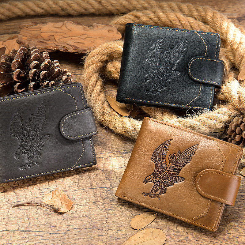 Men's Short Wallet Business Genuine Cowhide Leather Coin Purse Card Bag Men's Wallet 