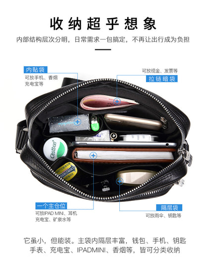 Men's shoulder bag, multi-functional, practical, genuine cowhide leather, business crossbody bag 