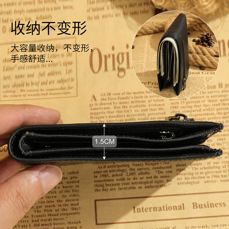 Men's short wallet cowhide magnetic snap anti-theft brush RFID coin card holder card bag wallet for men 