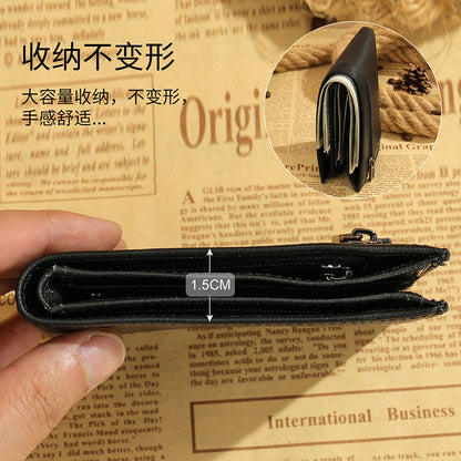 Men's short wallet cowhide magnetic snap anti-theft brush RFID coin card holder card bag wallet for men 