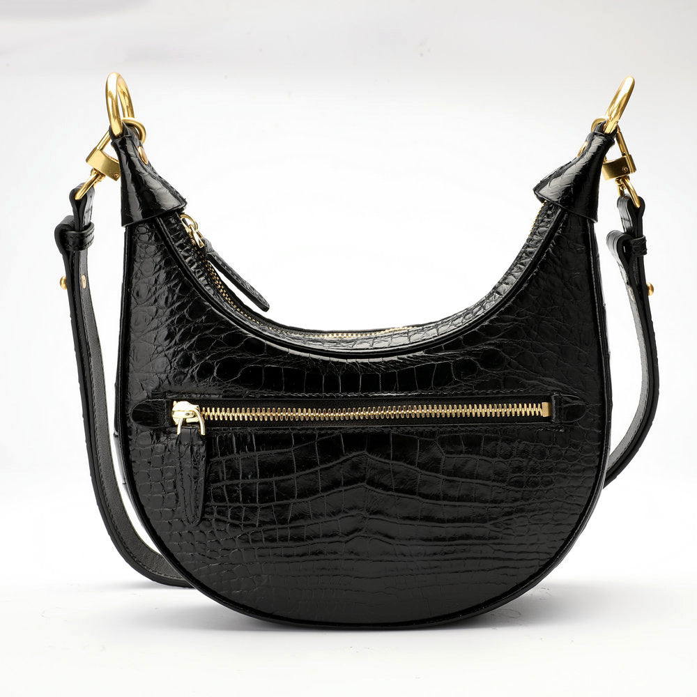 Siamese Crocodile Skin Women's Bag Genuine Leather Bag Shoulder Bag with Chain Armpit Bag Fashion Trend Crossbody Bag 