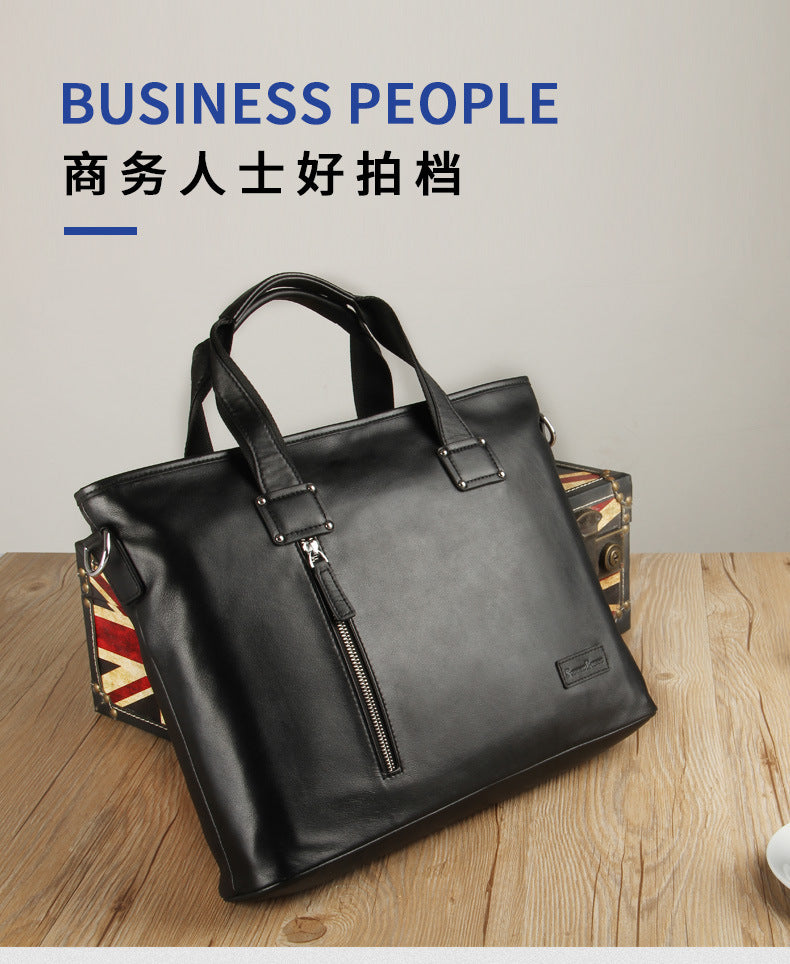 Men's Handbag Genuine Cowhide Leather Handbag Computer Bag Men's Business Briefcase 