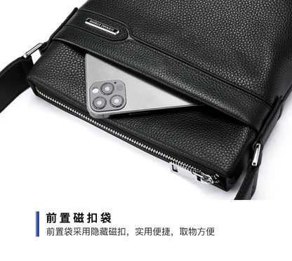 Men's Shoulder Bag Genuine Leather Cowhide Business Crossbody Bag for Men 