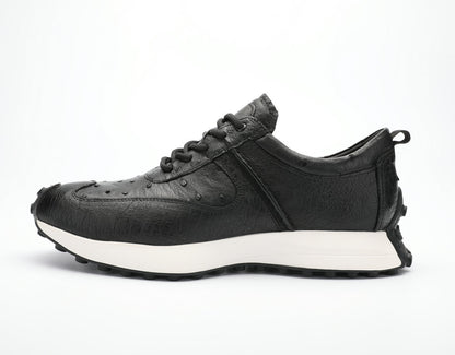 Ostrich skin men's shoes genuine leather sports casual sneakers thick sole wear-resistant breathable men's shoes 