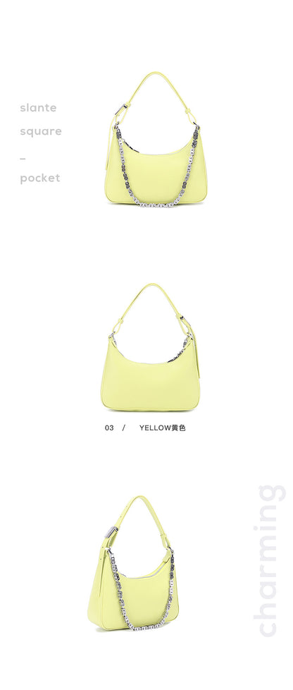 Retro Half Moon Bag Armpit Bag Chain Bag Genuine Leather Women's Bag