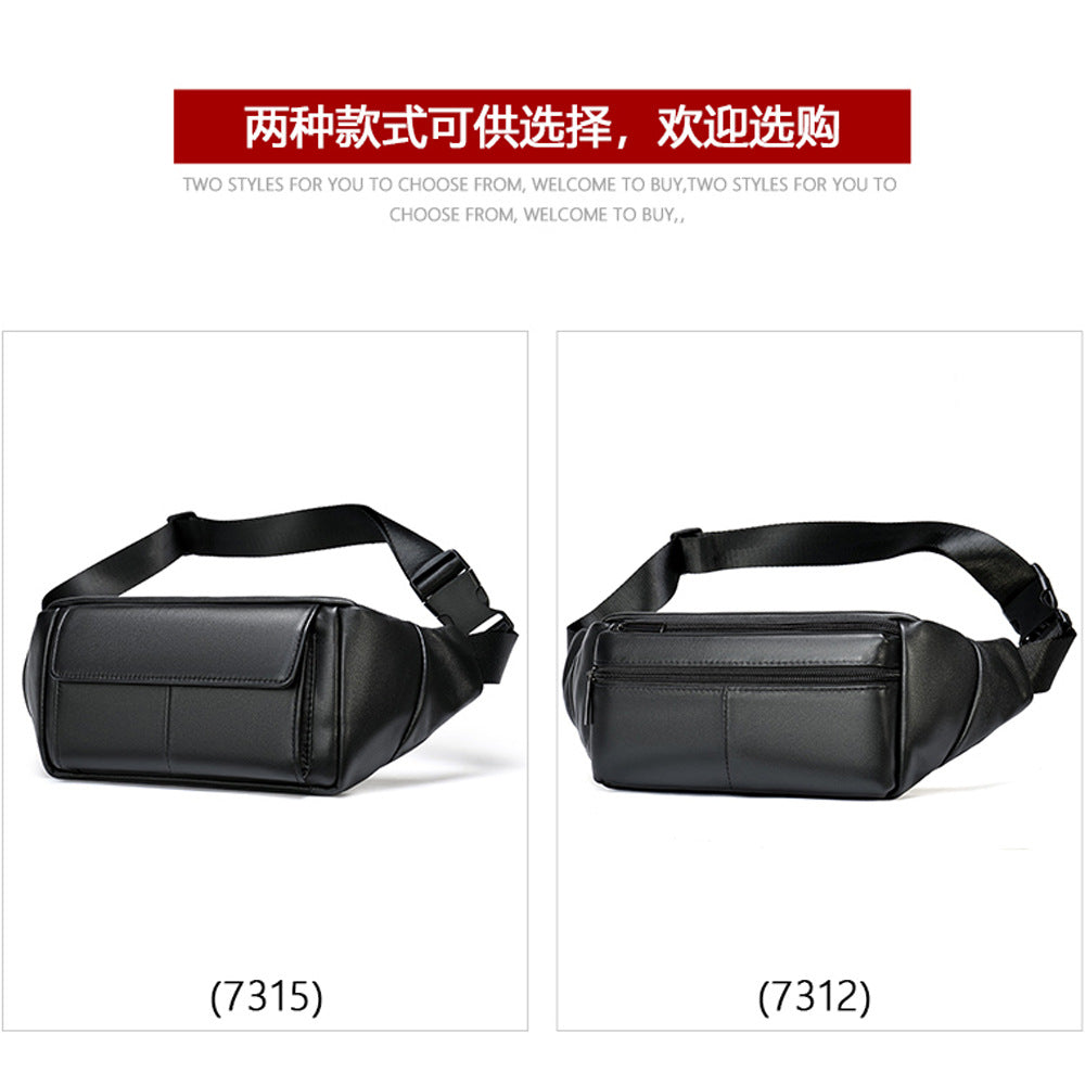 Men's Waist Bag Sheepskin Genuine Leather Fashion Casual Simple Multifunctional Crossbody Bust Bag 