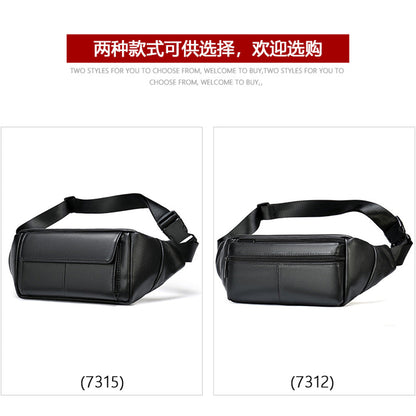 Men's Waist Bag Sheepskin Genuine Leather Fashion Casual Simple Multifunctional Crossbody Bust Bag 