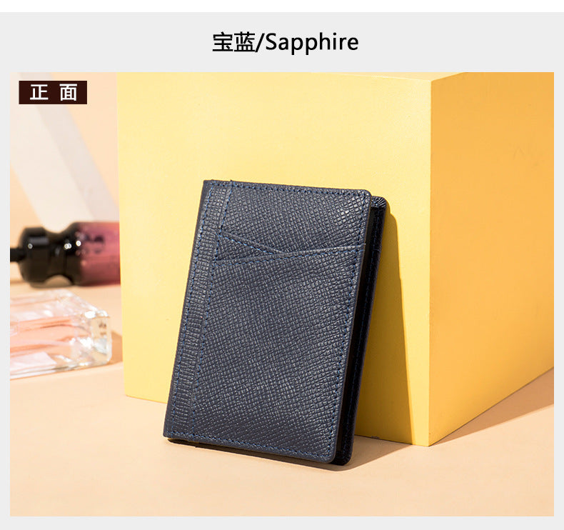 Men's Card Bag Cow Leather Thin Simple Card Holder RFID Card Clip for Men 