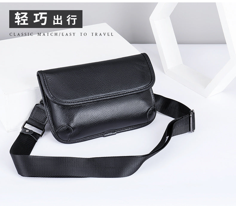Men's Shoulder Bag Genuine Cowhide Leather Simple Fashion Men's Crossbody Bag 