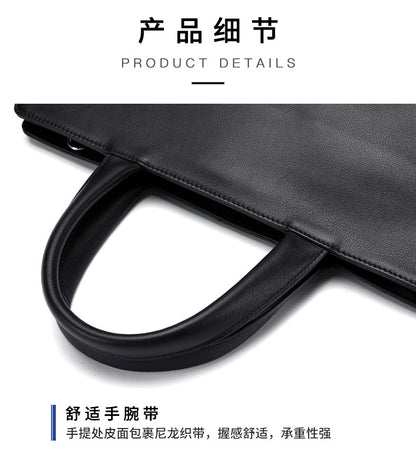 Men's Handbag Genuine Cow Leather Computer Bag Large Capacity Briefcase for Business Trips 