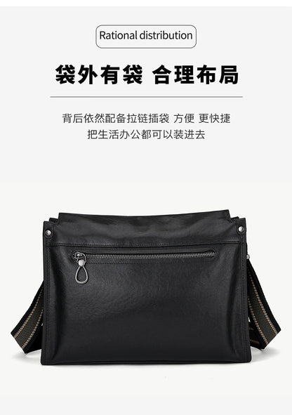 Men's Shoulder Bag Cowhide Genuine Leather Fashion Casual Commuting Crossbody Bag for Men 