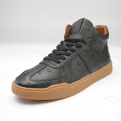 Ostrich skin genuine leather men's shoes fashion casual short boots 