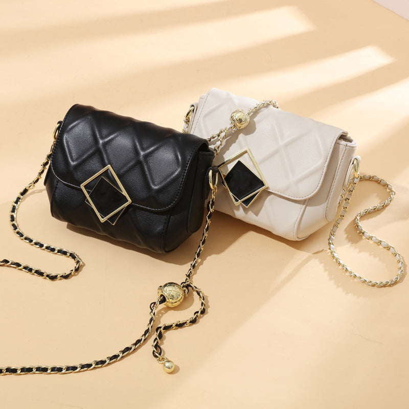 Women's genuine leather check chain bag fashion crossbody bag fashion Goes with anything