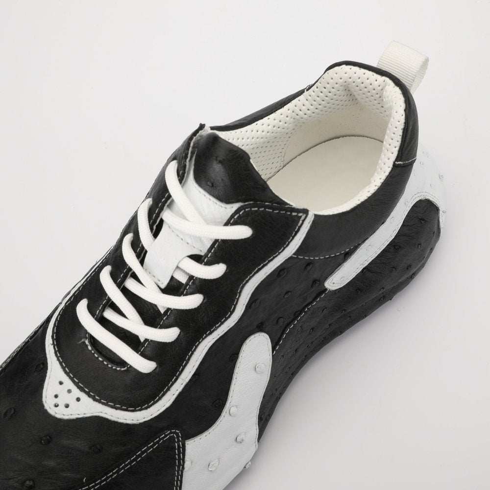 Men's Shoes Made of Ostrich Skin Genuine Leather Men's Shoes In-Heel Anti-Slip Fashion Casual Sneakers 