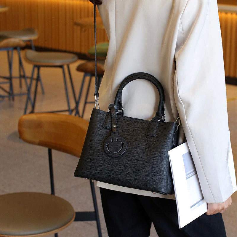Women's Bag Multilayer Large Capacity Casual Shopping Bag Cowhide One Shoulder Handbag Genuine Leather Bag