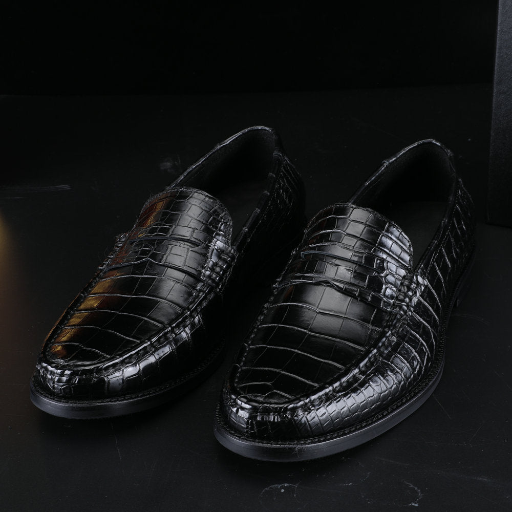 2023 New Crocodile Belly Skin Men's Leather Shoes Genuine Leather Moccasins Business Casual Shoes 
