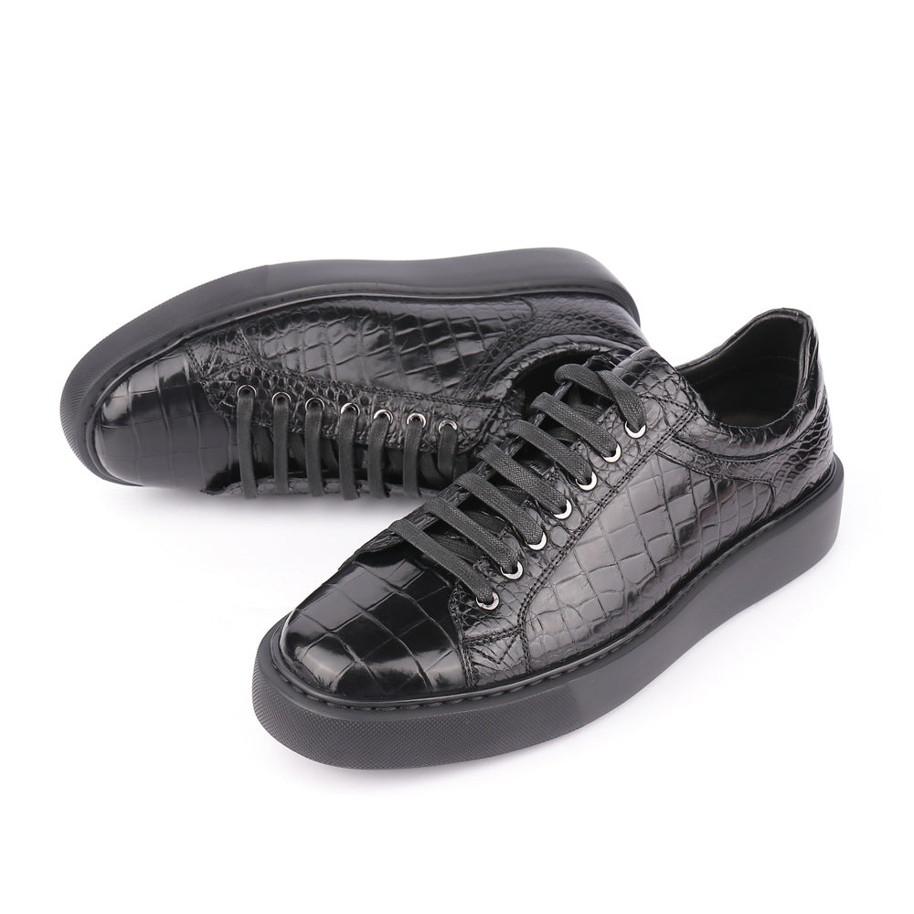 Crocodile Skin Genuine Leather Men's Sneakers Sports Casual Athletic Shoes Simple Fashion Wear-resistant Men's Shoes 